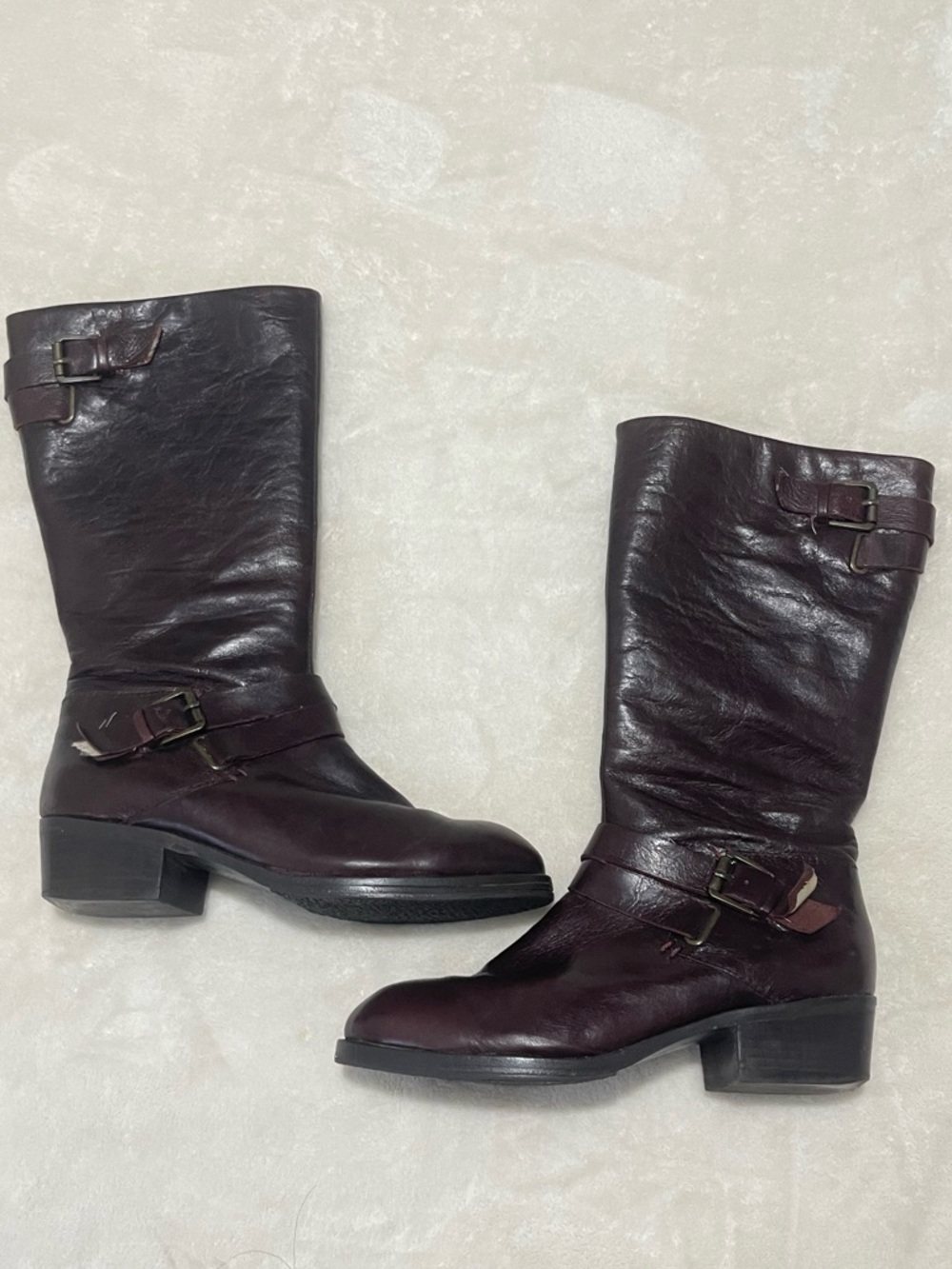 Faryl Robin Women’s Rich Chocolate Brown Leather Buckle Straps  Pull On Boots